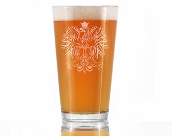 Bicchiere da pinta con aquila polacca incisa, bicchiere da festa per polacchi e amanti della birra, regali unici per la Polonia