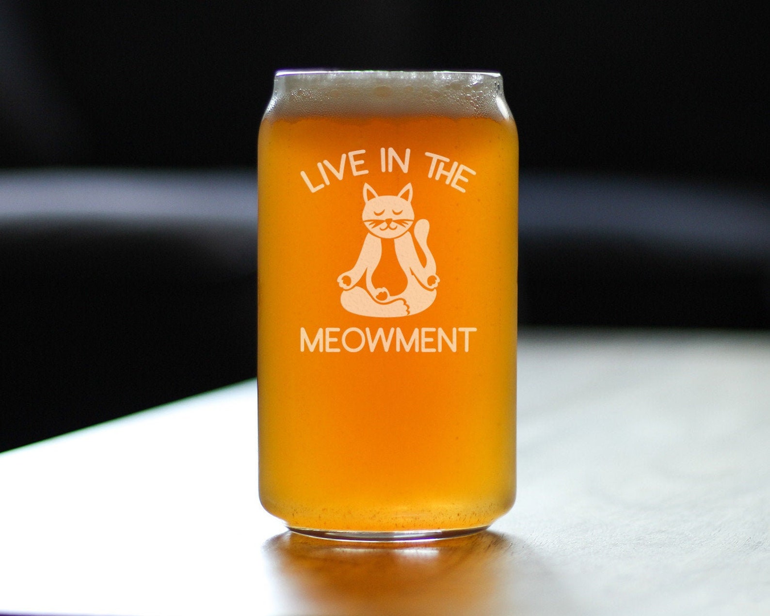 Live in the Meowment Cute Funny Cat Beer Can Pint Glass 16 Etsy