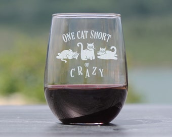 Funny Cat wijnglas zonder steel: geëtst cadeau van 17 ounce