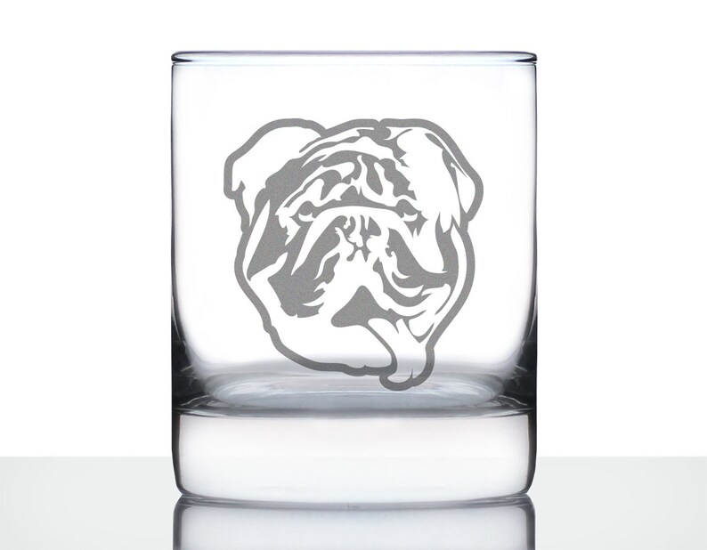 Bulldog 10 oz Rocks Glass or Old Fashioned Glass, Etched Glassware, Cute Gifts for Dog Lovers with English Bulldogs image 7