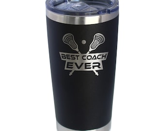 Lacrosse Coach Cadeaus voor coaches Geïsoleerde koffiebeker met schuifdeksel Beste coach ooit 20oz roestvrijstalen beker