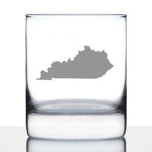 Kentucky State Outline Rocks Glass or Old Fashioned Glass - Engraved Gift for Kentuckians - 10 Oz