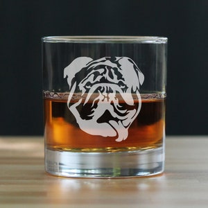 Bulldog 10 oz Rocks Glass or Old Fashioned Glass, Etched Glassware, Cute Gifts for Dog Lovers with English Bulldogs image 4