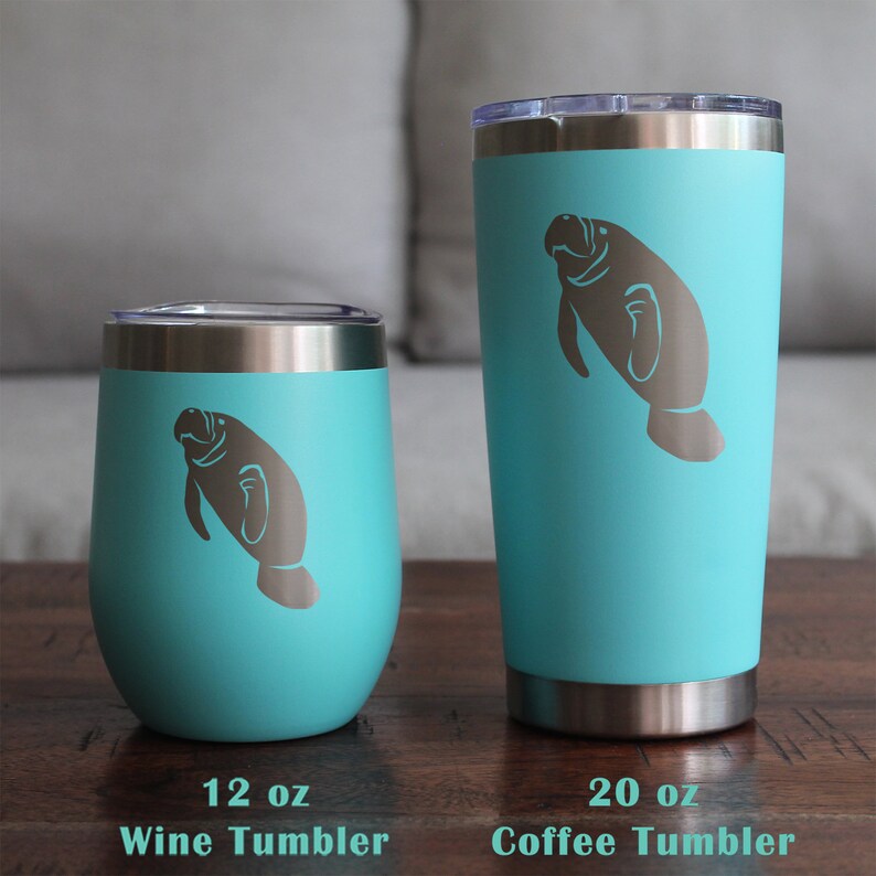 Manatee Cute Stemless Wine Glass Beach House Decor Gifts for Lovers of Manatees and Wine Large Glasses image 7