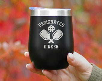 Copo térmico para vinho Designated Dinker Pickleball: Presente em aço inoxidável com isolamento térmico