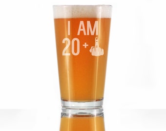 Funny 21st Birthday Pint Glass: Etched Middle Finger Gag Gift