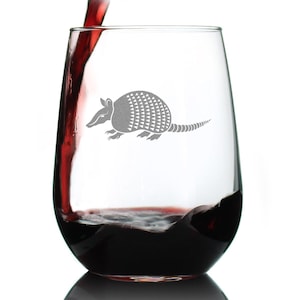 Armadillo Stemless Wine Glass Texas Gifts and Souvenirs Large 17oz Glasses