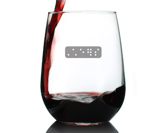 Braille Cheers Stemless Wine Glass: Etched 17 Oz Glass Gift