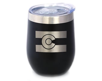 Vaso térmico para vino con la bandera de Colorado: Taza de camping de acero inoxidable con aislamiento