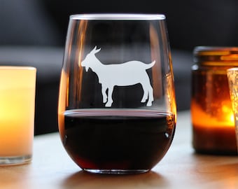 Goat Silhouette Wine Glass: Hand-Etched Farmhouse Decor