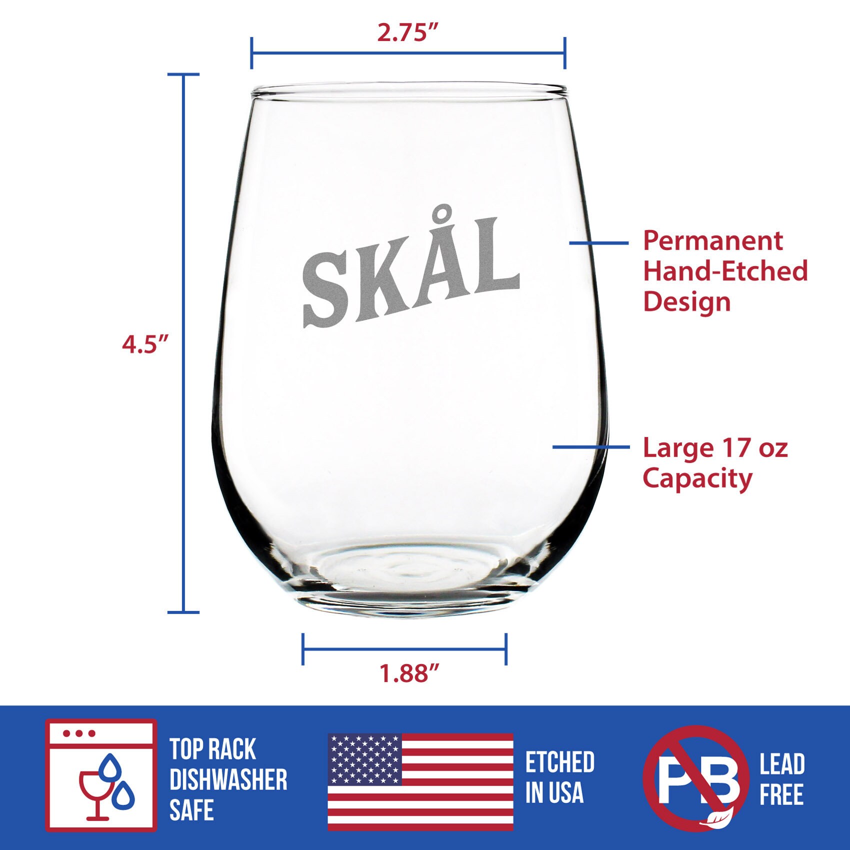 Skal Norwegian and Danish Cheers Cute Funny Stemless Wine Etsy
