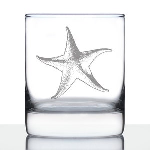 Starfish Engraved Whiskey Glass: Nautical Beach House Decor