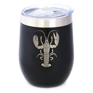 Lobster Insulated Wine Tumbler with Sliding Lid Lobster Gifts, Maine Souvenirs and Decor 12oz Stainless Steel Tumbler