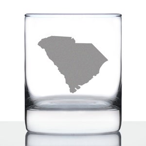 South Carolina State Outline Rocks Glass or Old Fashioned Glass - Engraved Gift for South Carolinians - 10 Oz