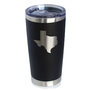 Texas State Outline - Taza de café aislada con tapa deslizante - Taza aislada de acero inoxidable - Regalos temáticos para mujeres y hombres texanos