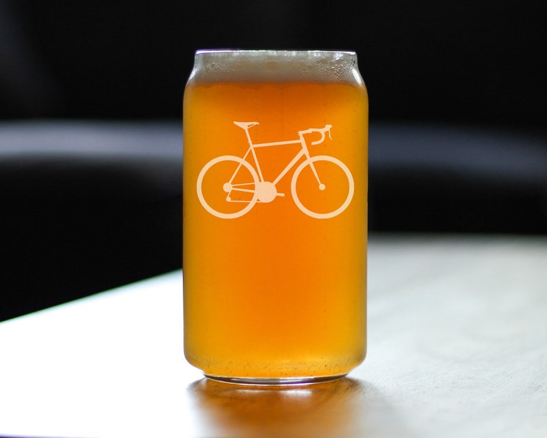 Bicycle Beer Can Pint Glass Unique Biking Themed Decor and Gifts for Bikers 16 oz Glasses image 2