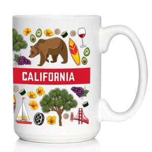 California Flag Pattern Coffee Mug - California Gifts and Souvenirs - White Ceramic Coffee Cup