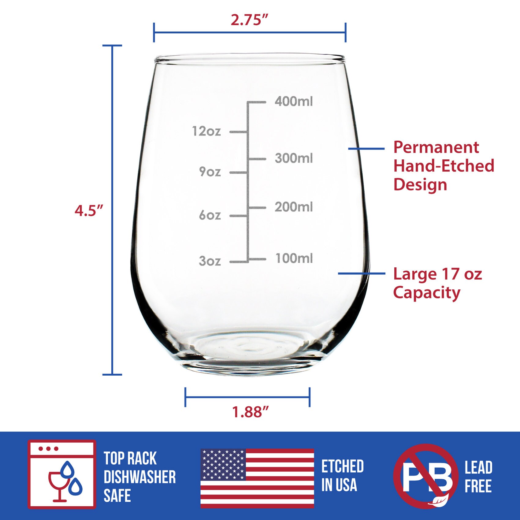 Joeyan 630ml Bicchieri da Vino Blu con Effetto Incrinato - Calice in Vetro Cristallo Soffiato a Mano - Bicchiere da Vino Creativo per Casa, Festa, Ristorante o Bar - Regalo per Uomo