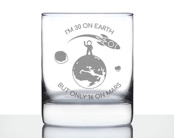 Verre à whisky Age on Mars : cadeau amusant pour un 30e anniversaire