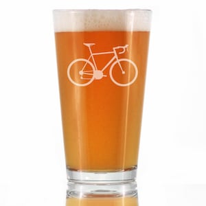Bicycle - Pint Glass for Beer - Unique Biking Themed Decor and Gifts for Cyclists That Love to Bike - 16 oz Glasses