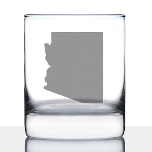 Arizona State Outline Rocks Glass or Old Fashioned Glass - Engraved Gift for Arizonans - 10 Oz
