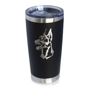 Doberman Face - Insulated Coffee Tumbler Cup with Sliding Lid - Stainless Steel Travel Mug - Doberman Dog Gifts for Women and Men