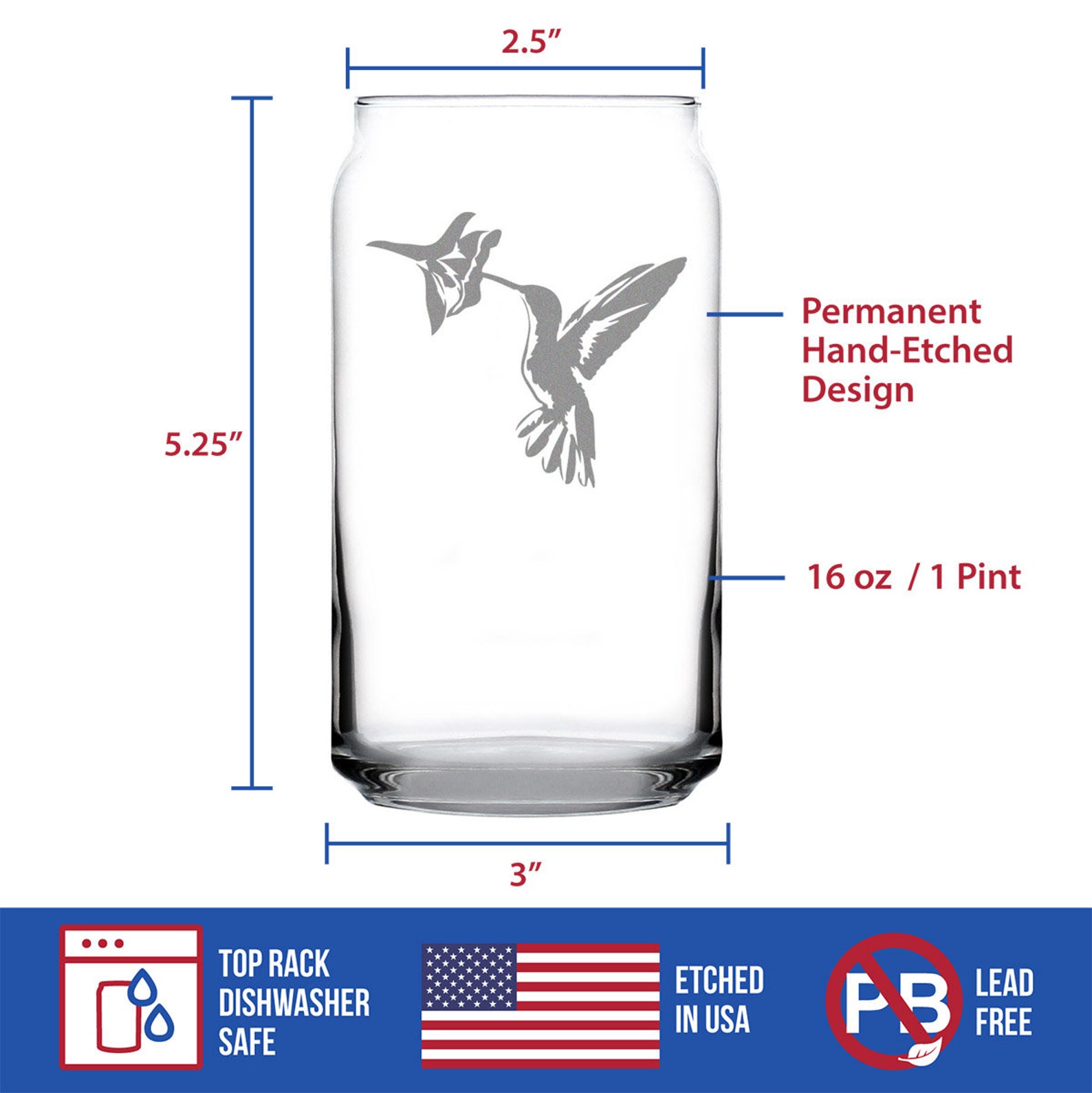 Hummingbird Beer Can Pint Glass Bird Themed Gifts and | Etsy