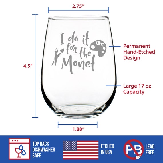 Cute Painting Decor Funny Gifts for Art Teachers or Painters For the Monet – Stemless Wine Glass Large Cute Painting Decor Funny Gifts for Art Teachers or Painters For the Monet – Stemless Wine Glass Large