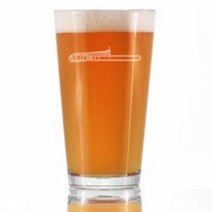 Trombone Pint Glass for Beer Music Decor and Music Teacher Gifts for Musicians 16 oz Glasses