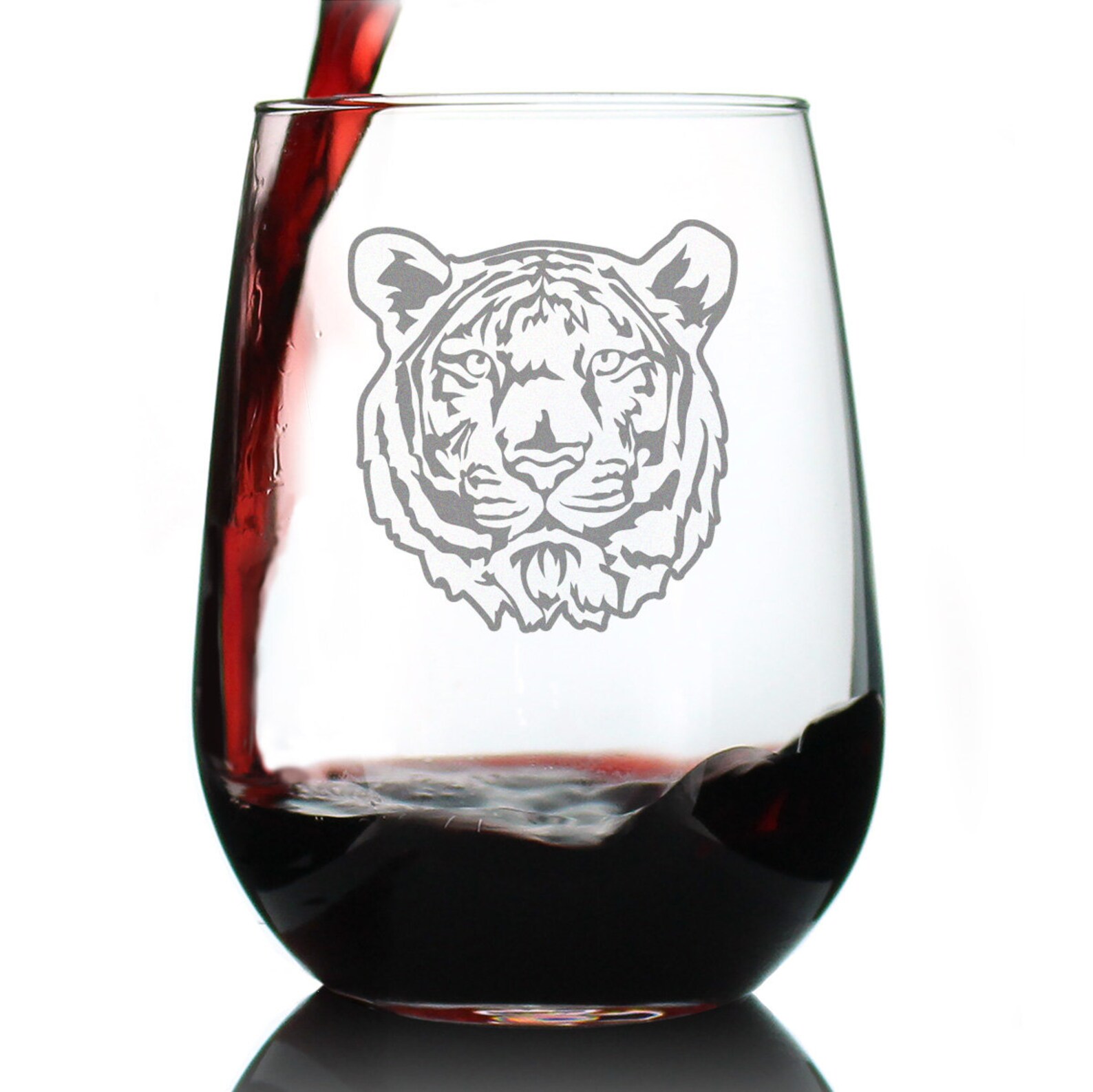 Tiger Cute Stemless Wine Glass Large 17 Ounce Size Etched Etsy