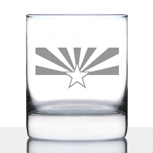 Arizona Flag Rocks Glass - Engraved Old Fashioned Glasses for Men & Women - Fun 10.25 Oz Tumbler Gifts