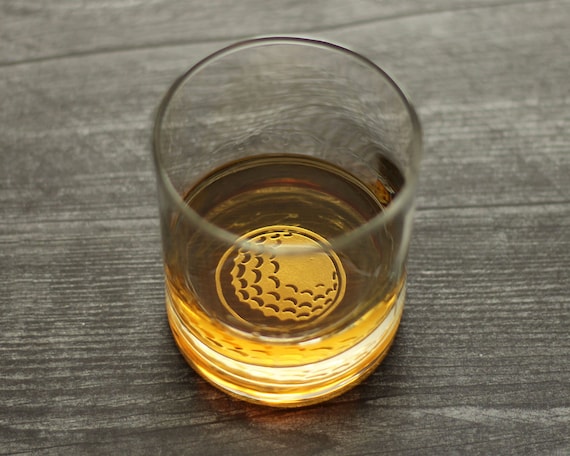 Golf Ball Whiskey Rocks Glass - Unique Golfing Themed Gifts for Golfers & Dads who Love to Golf - 10.25 Oz Glasses