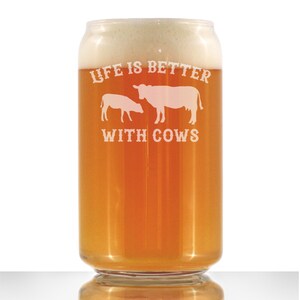 Etched Cow Pint Glass: Funny Farmhouse Beer Lover Gift