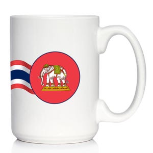 Thailand Flag Coffee Mug - Thai Tea Gifts or Coffee Cup Souvenir - White Ceramic Coffee Cup