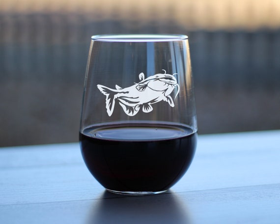ナマズ ステムレス ワイングラス - 漁師のためのユニークな釣りテーマ