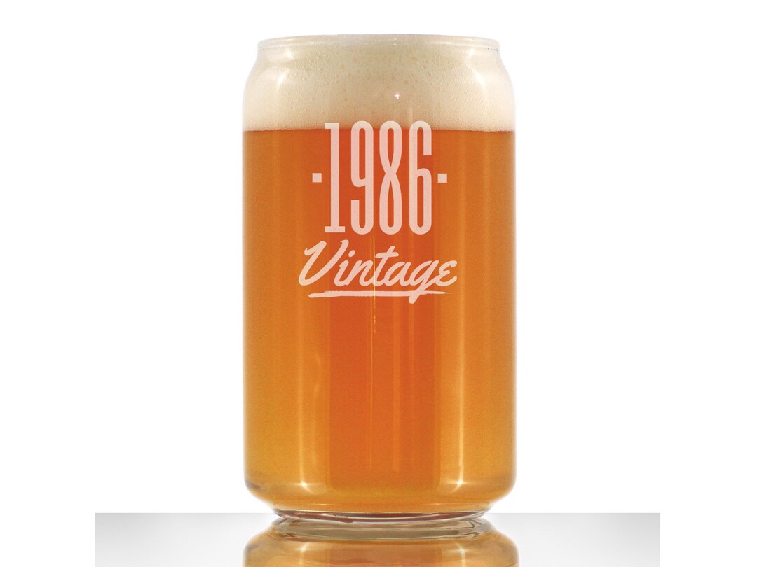Vintage 1986 Beer Can Pint Glass 38th Birthday Gifts for Men or Women