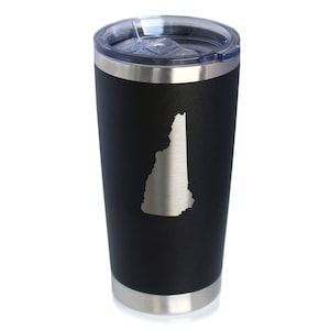 New Hampshire State Outline - Insulated Coffee Tumbler Cup with Sliding Lid - Stainless Steel Travel Mug - NH Gifts for Women and Men