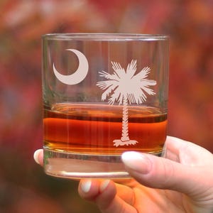 South Carolina Flag Rocks Glass - Engraved Old Fashioned Glasses for Men & Women - Fun 10.25 Oz Tumbler Gifts
