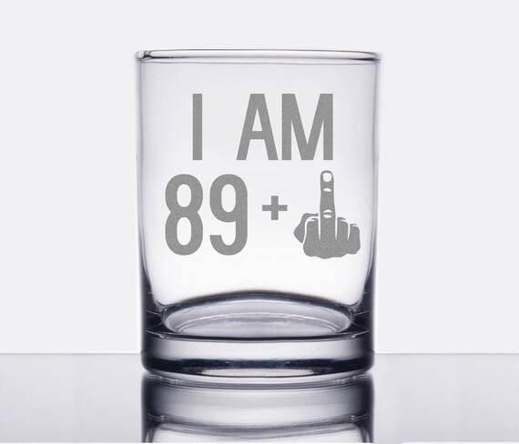 49 + 1 Middle Finger - Funny 50th Birthday Whiskey Rocks Glass Gifts f -  bevvee