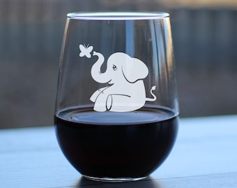Süßer Elefant - Lustiges Stemless Weinglas - Wunderliche Themed Decor Geschenke für Frauen, die Elefanten lieben - Große Gläser