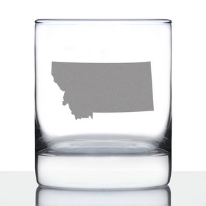 Montana State Outline Rocks Glass or Old Fashioned Glass - Engraved Gift for Montanans - 10 Oz