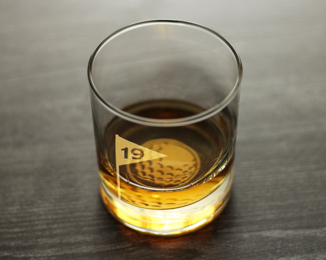 10 Oz. Golf Themed Whiskey Rocks Glass With Golf Ball and 19th Hole