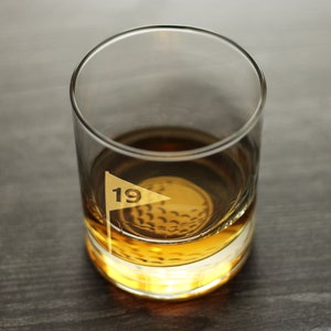 19th Hole and Golf Ball Whiskey Rocks Glass - Unique Golfing Themed Gifts for Golfers and Dads Who Love to Golf - 10 Oz Glasses