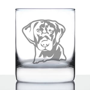 Labrador Face 10 oz Rocks or Old Fashioned Glass, Etched Glassware, Cute Gifts for Dog Lovers with Black, Yellow & Chocolate Labradors image 1