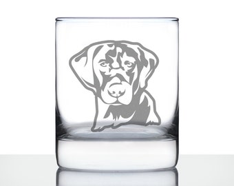 Labrador Face - 10 oz Rocks or Old Fashioned Glass, Etched Glassware, Cute Gifts for Dog Lovers with Black, Yellow & Chocolate Labradors