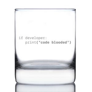 Code Blooded Whiskey Glass: Funny Tech Gift for Programmers