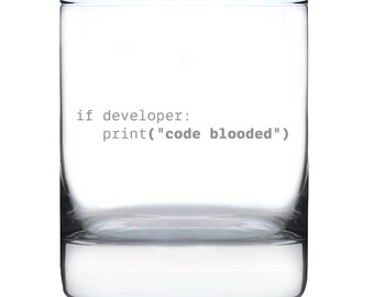 Code Blooded Whiskey Glass: Funny Tech Gift for Programmers