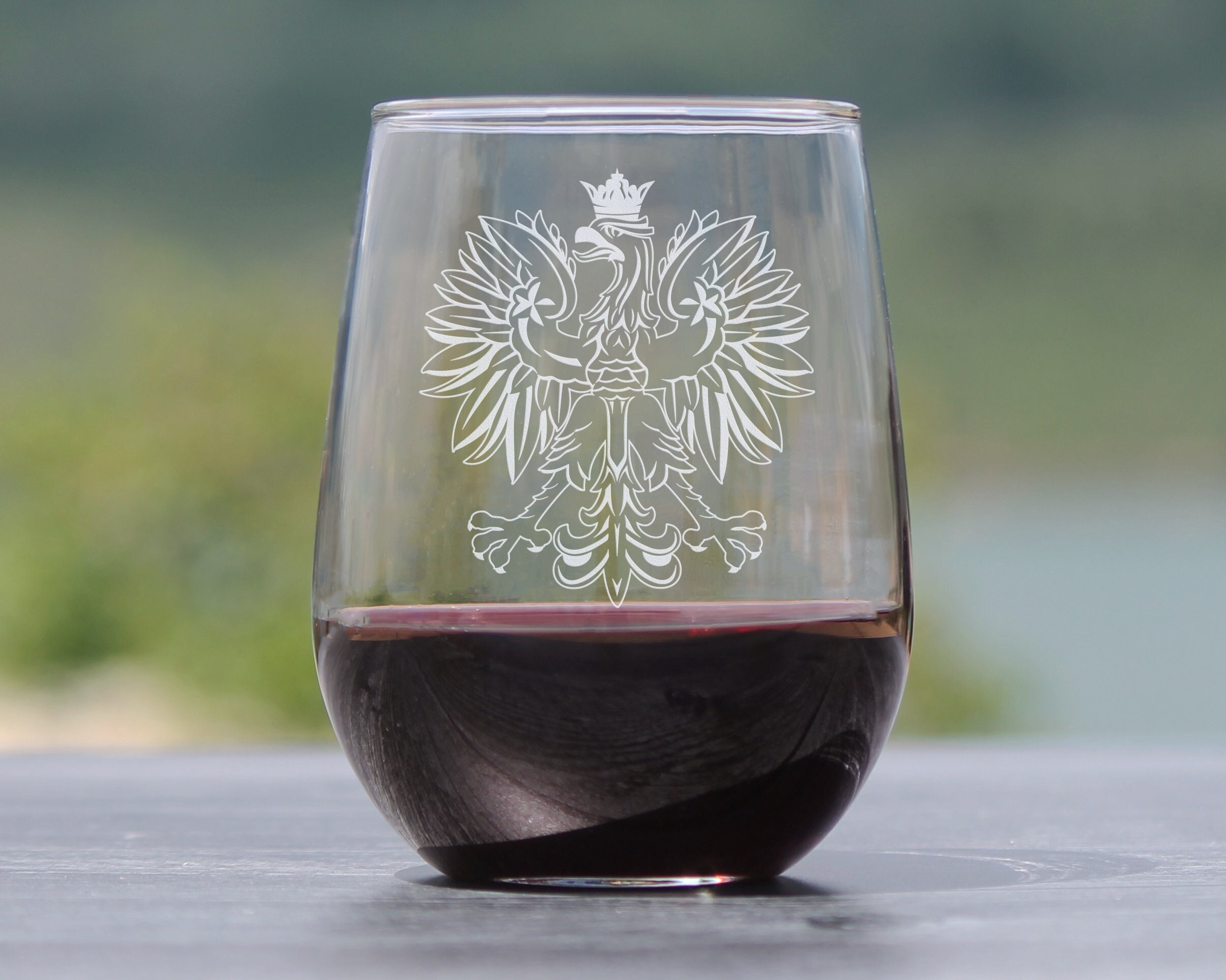 Polish Eagle - Engraved Stemless Wine Glass, Party Cup for Poles, Unique Poland Gifts - Bevvee