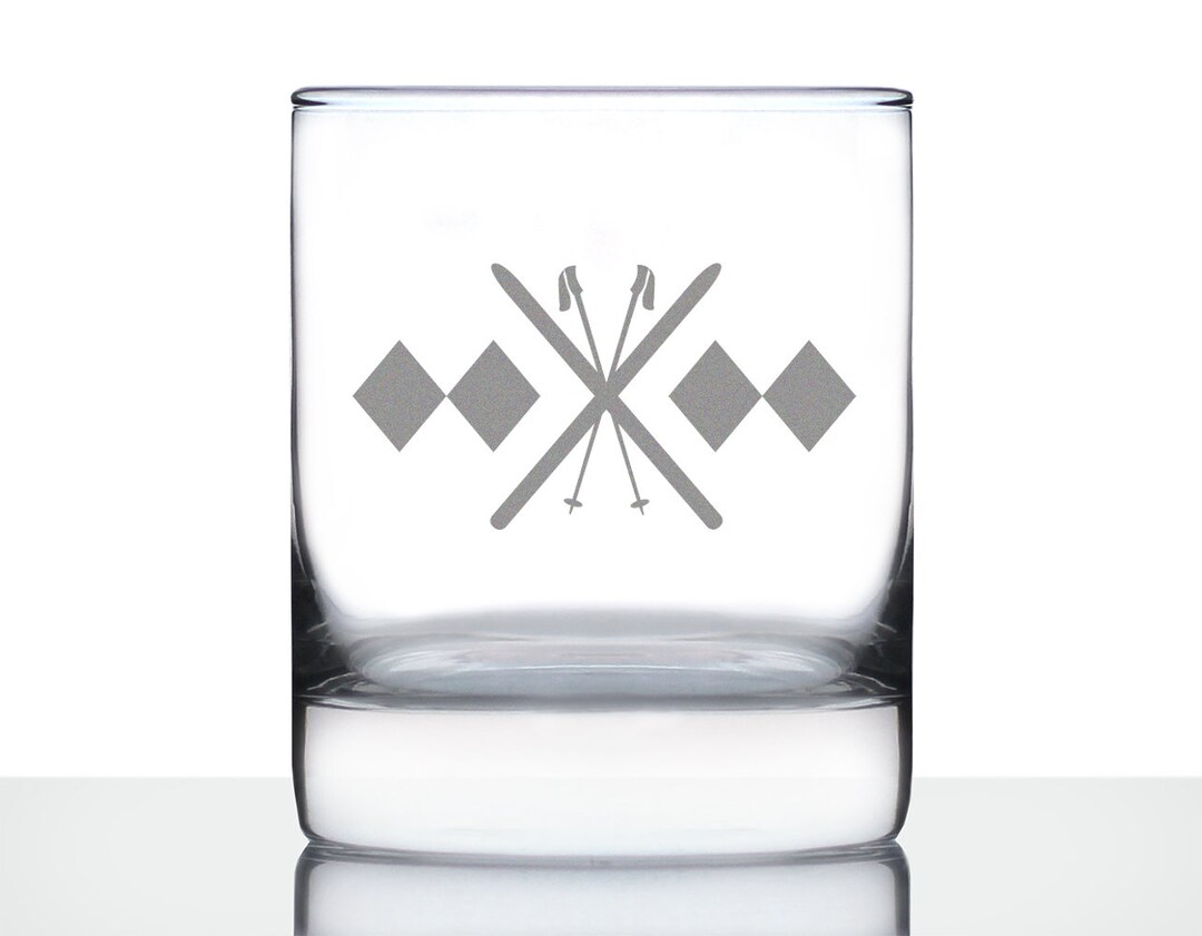 Double Black Diamond - 10 Oz Rocks Glass or Old Fashioned Glass, Etched ...