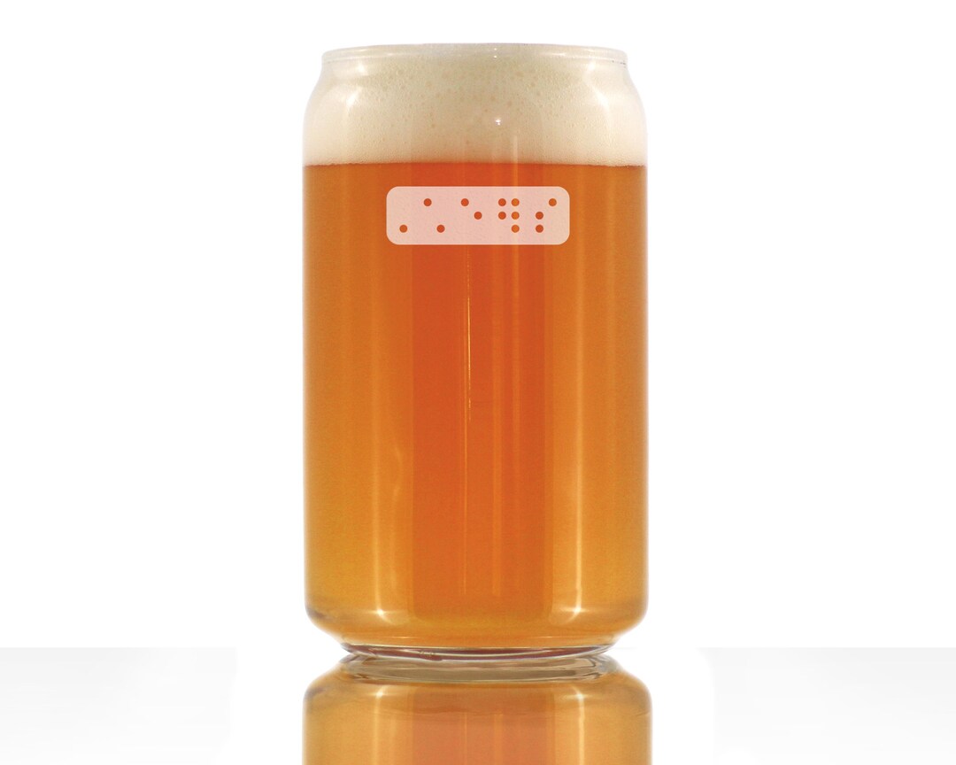 Braille Cheers Beer Can Pint Glass Fun Braille Gifts for Braille
